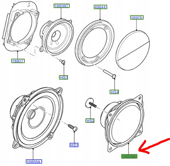 GŁOŚNIK TYLNY FORD TRANSIT CONNECT 2002-13 _ 1420517 _ 5T1T-18808-BA