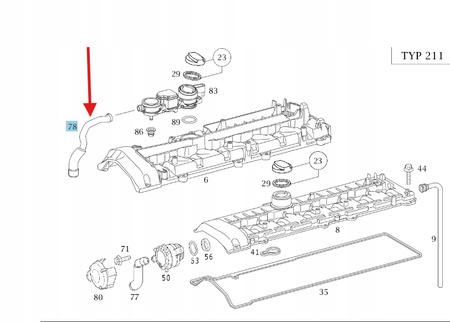 WĄŻ PRZEWÓD ODMY ODPOWIETRZANIA SILNIKA DIESEL M648 MERCEDES OE A6480160381