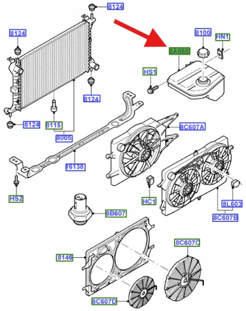 ZBIORNICZEK WYRÓWNAWCZY CONNECT FOCUS 1998- 2005 OE 1104120 _ 98AB-8K218-AK