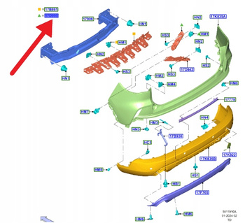 ŚLIZG UCHWYT ZDERZAKA LEWY TYŁ FORD KUGA 2020- 2460967 _ LV4B-17D949-DD