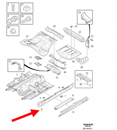 PRAWA NAKŁADKA PROGU VOLVO XC90 2016- OEM/OE 31448456