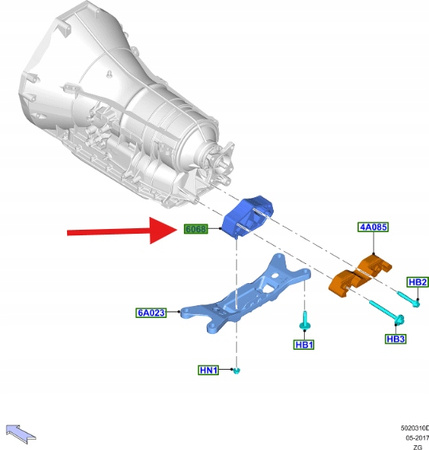 PODUSZKA SKRZYNI BIEGÓW 5.0 V8 FORD MUSTANG 15- 17- 5070520 _ BR33-7E373-BA