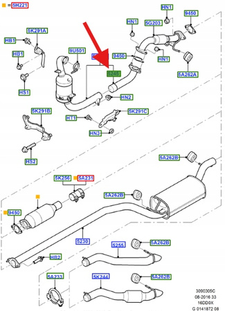 RURA WYDECHOWA 1.6 TDCI FOCUS FOCUS C-MAX 2003- OE 1684974 _ 9M5J-5246-AA