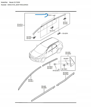 Zaślepka, profil rynienki - Mazda CX-7 ER CX-9 TB_BJ3D505A1C