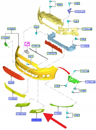 KRATKA HALOGENU PRAWA FORD C-MAX 2015- OE 1899664 _ F1CB-15A298-BA