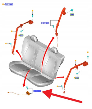 KLAMRA PASÓW BEZPIECZEŃSTWA TYŁ FOCUS 2018- 2390736 _ JX7B-A613K21-AD3JA6
