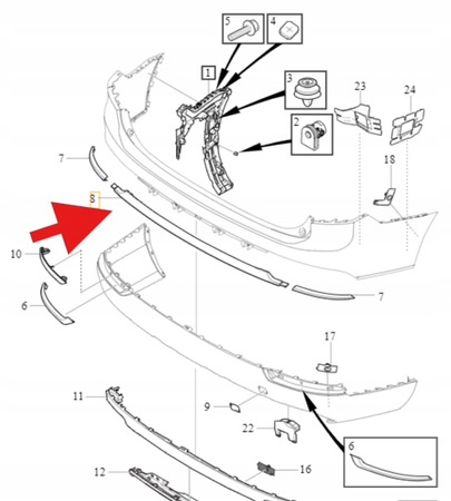 LISTWA ZDERZAKA TYLNA CHROM VOLVO XC90 2020- OE 31663566