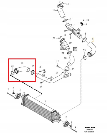 PRZEWÓD INTERCOOLERA VOLVO S60 III 2019-2021r