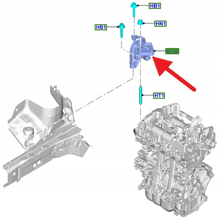 PODUSZKA ŁAPA SILNIKA 1.5 EB FORD PUMA FIESTA 18- 2238627 _ K1BY-6F012-AB
