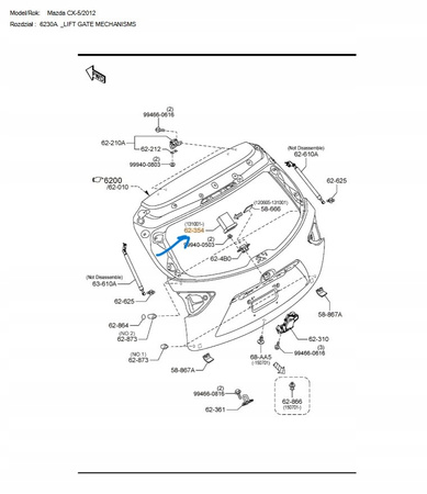 Osłona przycisku otwierania klapy - Mazda CX-5 KE_KD53624B2
