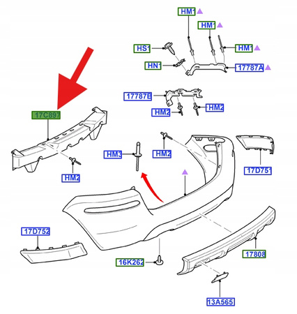 ŚLIZG WSPORNIK ZDERZAKA TYŁ FORD FUSION 2005- OE 1226108 _ 2N11-17912-AE