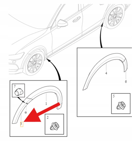 LISTWA NAKŁADKA BŁOTNIKA LEWY PRZÓD VOLVO V60 CC 2019- OE 32296703
