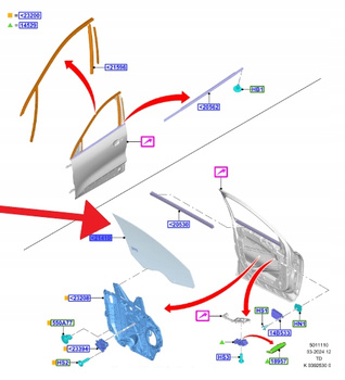 SZYBA DRZWI LEWY PRZÓD FORD KUGA ESCAPE 2020- 2685779 _ LV4B-S21411-AF