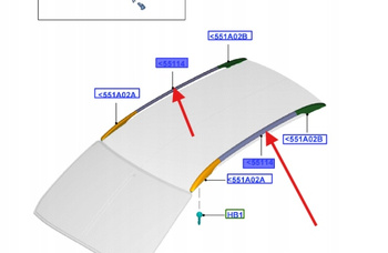 RELING DACHOWY PRAWY FORD KUGA MK1 2008-2012 1677435 _ 8V41-S55122-BC