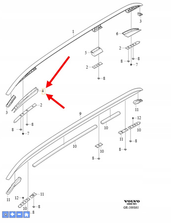 ZAŚLEPKA RELINGU DACHU LEWY PRZÓD VOLVO XC90 2016- OEM/OE 31391875