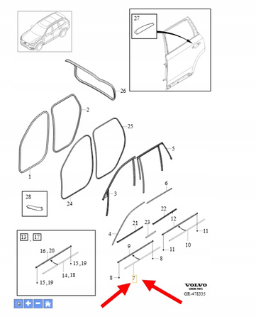 LISTWA OZDOBNA DRZWI LEWY PRZÓD VOLVO XC90 2016- OEM/OE 32378401