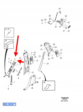 OSŁONA LEWEGO SŁUPKA A SZYBY PRZEDNIEJ VOLVO XC90 2016- OEM/OE 32244290