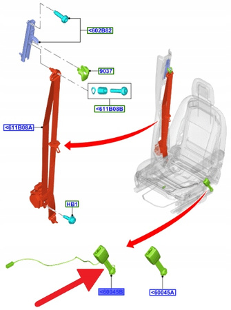 LEWA KLAMRA PAS BEZPIECZEŃSTWA TRANSIT CUSTOM 2146782 _ BK21-V61202-AD