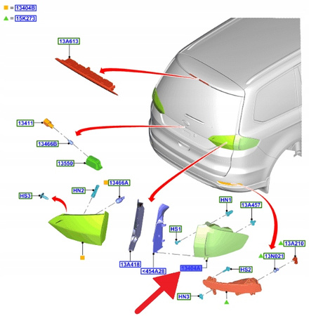 LAMPA TYLNA LEWA FORD GALAXY 2015- OE 2272468 _ EM2B-13405-AG