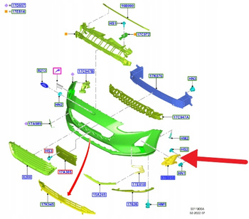 KRATKA ZDERZAKA PRAWY PRZÓD FORD FOCUS 2018- 2022 2286254 _ JX7B-19952-A1D