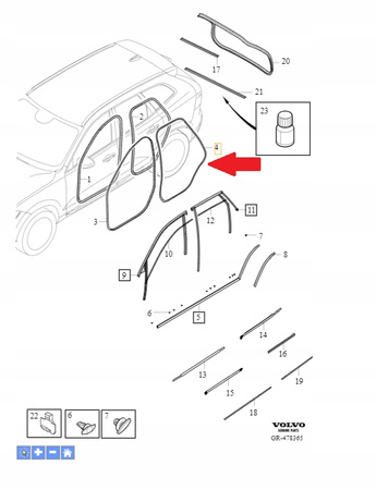 USZCZELKA DRZWI TYŁ PRAWA LEWA VOLVO XC60 2018- OE 31108802