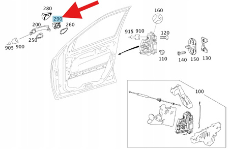 LEWA KLAMKA CYLINDER DRZWI PRZÓD MERCEDES GL W164 R W251 OE A1647600177