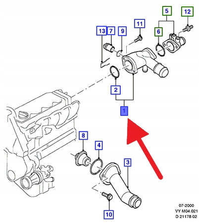 WLOT WODY TERMOSTATU 1.9 TDCI FORD GALAXY 2000- OE 1100621 _XM21-8B011-BA
