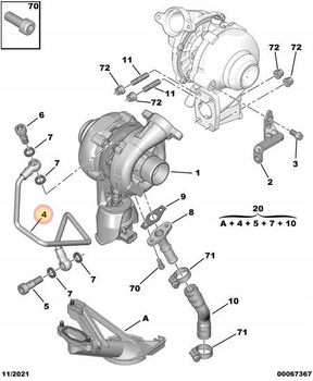 PRZEWÓD OLEJOWY TURBOSPRĘŻARKI CITROEN C2 C3 C4 C5 BERLINGO OE 037968