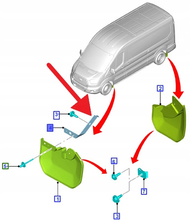 UCHWYT CHLAPACZA PRAWY PRZÓD FORD TRANSIT 2014- OE 2181801 _ BK31-16A266-CC