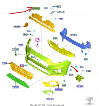 WZMOCNIENIE CZOŁOWE FORD FIESTA MK8 2017-2023 2357967 _ H1BB-17E778-A1J