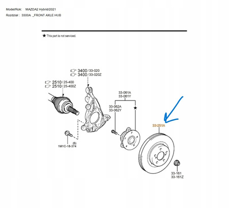 Tarcza hamulcowa - Mazda 2 Hybrid 12/2021_1M0426251