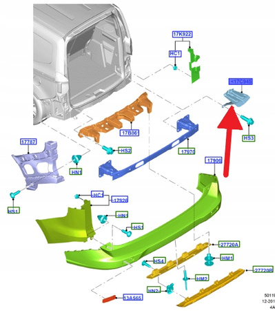 WZMOCNIENIE ZDERZAKA PRAWY TYŁ COURIER 2015- OE 1929301 _ ET76-17C945-BB