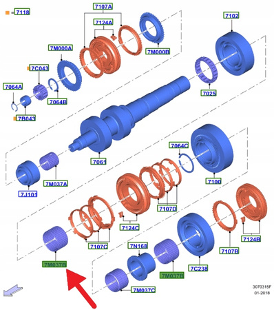 ŁOŻYSKO IGIEŁKOWE BIEGU 2 I WSTECZ MUSTANG 2015- OE 5120640 _ BR33-7M037-BA