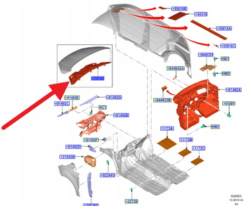 WYGŁUSZENIE MASKI SILNIKA FORD OE COURIER 2014- 2567794 JT76-R16746-AD