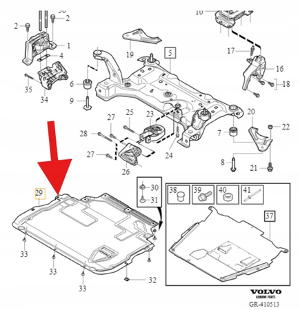 OSŁONA PŁYTA POD SILNIK DIESEL 1.6 D4 VOLVO V40 2013- OE 31391444