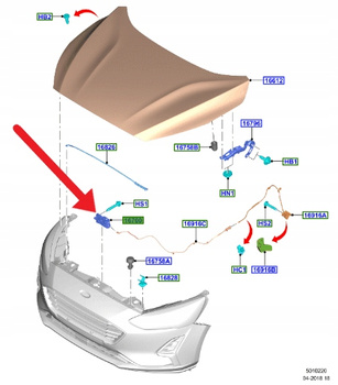 ZAMEK MASKI PRZÓD FORD FOCUS 2018- OE 2496207 _ JX7A-16700-AE