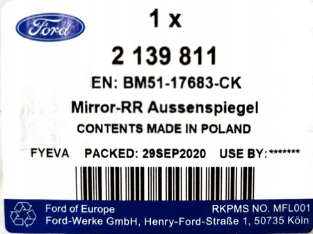 LUSTERKO LEWE FORD FOCUS Mk3 2011-2018 2139811 _ BM51-17683-CK