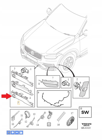 MOCOWANIE CZUJNIKÓW PARKOWANIA PDC PRZÓD VOLVO XC90 2016- OE 31414471