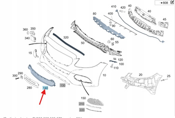 KRATKA ŚRODKOWA DOLNA ZDERZAKA PRZÓD MERCEDES C klasa W205 OE A2058856204
