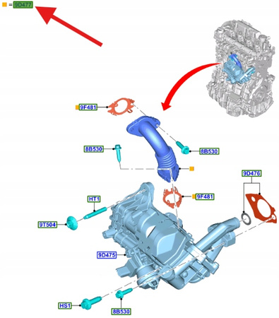 PRZEWÓD ZAWORU EGR 2.0 TDCI FOCUS KUGA MONDEO 14- 1861752 _ DS7Q-9D477-BA