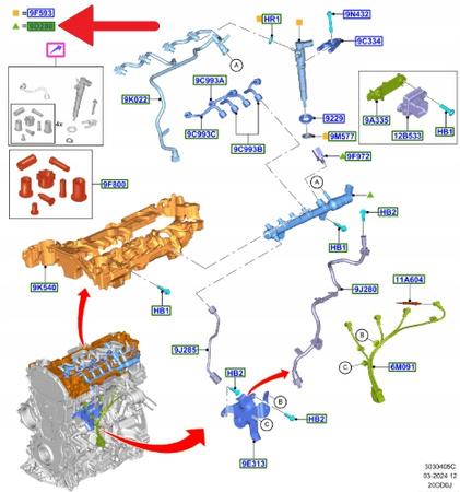 LISTWA WTRYSKOWA 2.0 ECOBLUE FORD EDGE FOCUS KUGA 2215512 _ HG9Q-9D280-AA
