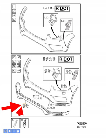 DOKLADKA SPOILER ZDERZAKA PRZÓD VOLVO XC90 2016-2019 OEM/OE 39835478
