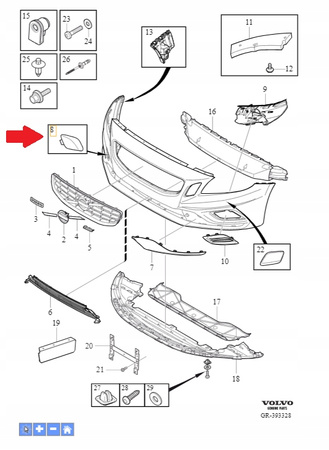 ZAŚLEPKA HAKA ZDERZAKA PRZÓD VOLVO V60 S60 2011- R-Design OE 39809617