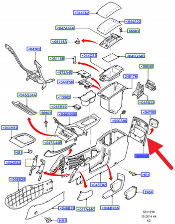TYLNE POKRYCIE KONSOLI ŚRODKOWEJ MONDEO 2007- 1849543 _ CS71-A045A12-AB3ZHE