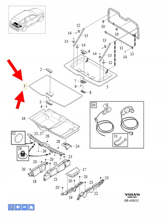 PODŁOGA BAGAŻNIKA VOLVO XC90 2016- OEM/OE 32353779