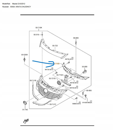 Osłona dolna maskownica chłodnicy - Mazda CX-9 TB_TK2150716B