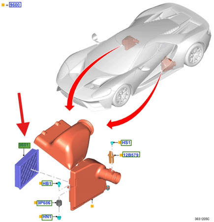 WKŁAD FILTRA POWIETRZA FORD GT 2017- 2023 OE 2086652 _ GU2J-9601-AA