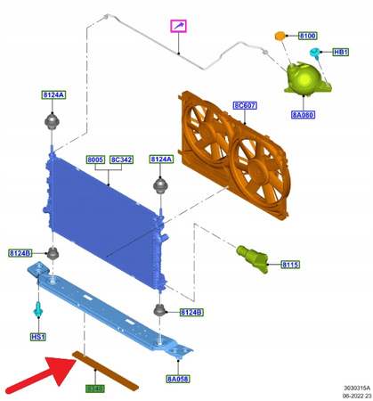 USZCZELKA CHŁODNICY FORD TRANSIT CUSTOM 2018- OE 2236839 _ JK21-8D099-AA