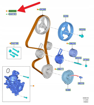 ZESTAW ROZRZĄDU Z POMPA WODY 1.5 TDCI FOCUS KUGA 2189258 _JX6Q-8B596-AA
