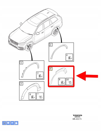 POSZERZENIE DOKŁADKA BŁOTNIKA LEWY TYŁ VOLVO XC90 2016- OEM/OE 39836882
